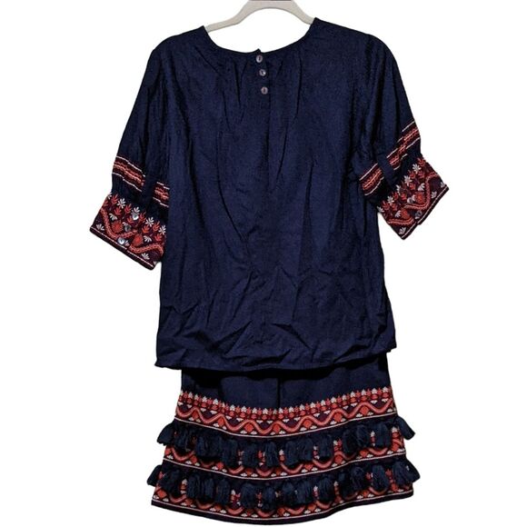New Roberta Roller Rabbit embroidered tasseled skirt top set navy size XS/S - Picture 2 of 12
